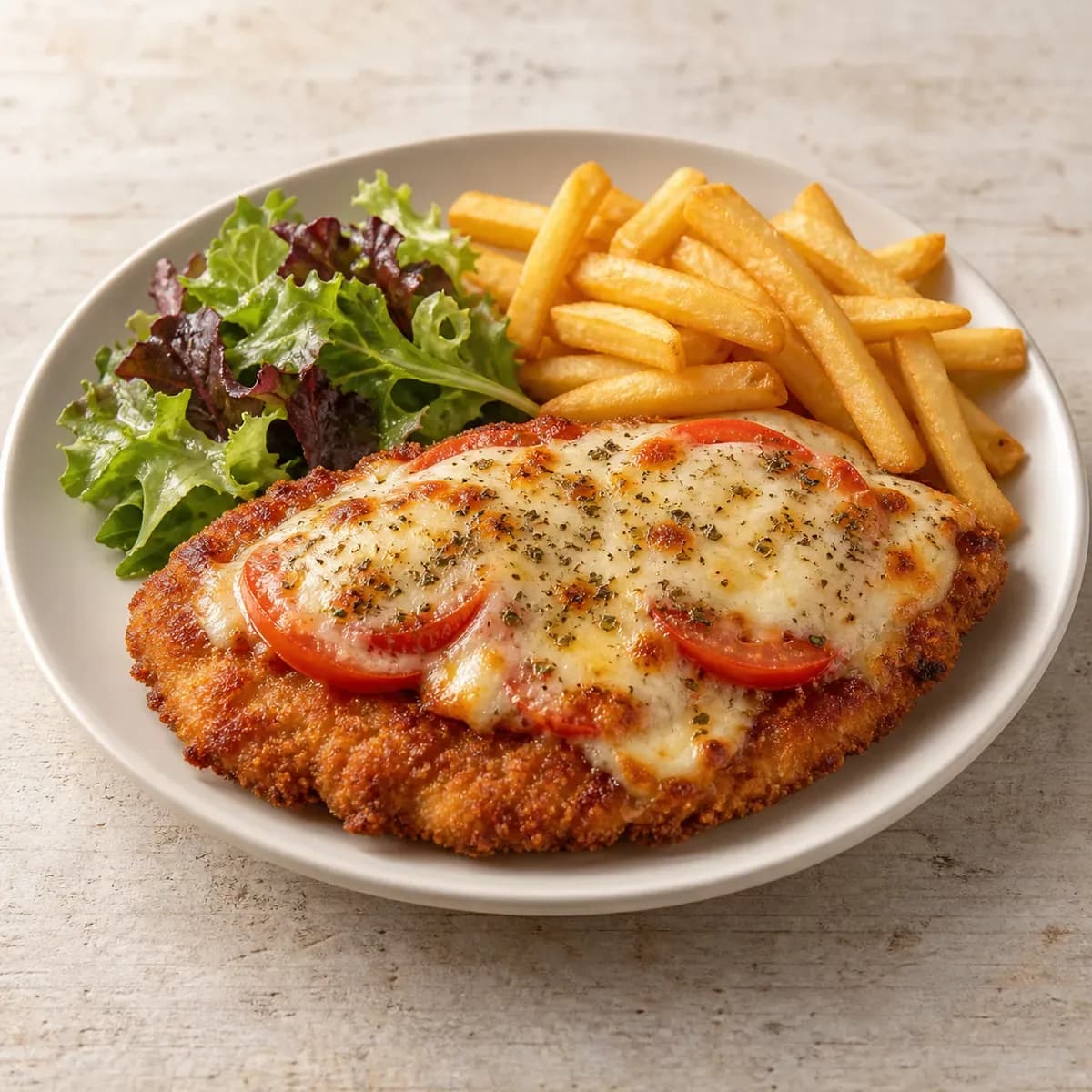 Schnitzel Caprese – KI-generierte, illustrative Darstellung
