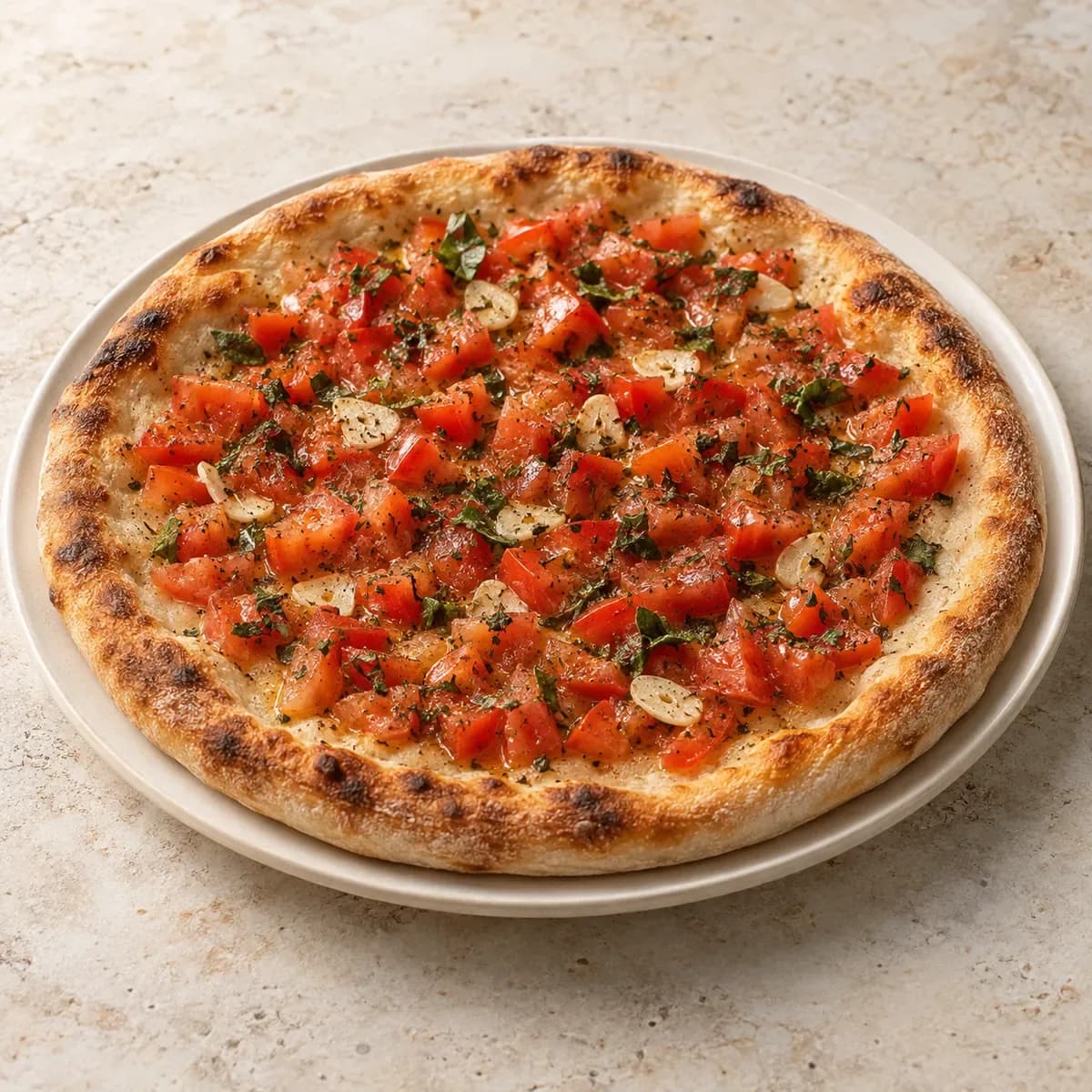 Pizza Bruschetta – KI-generierte, illustrative Darstellung
