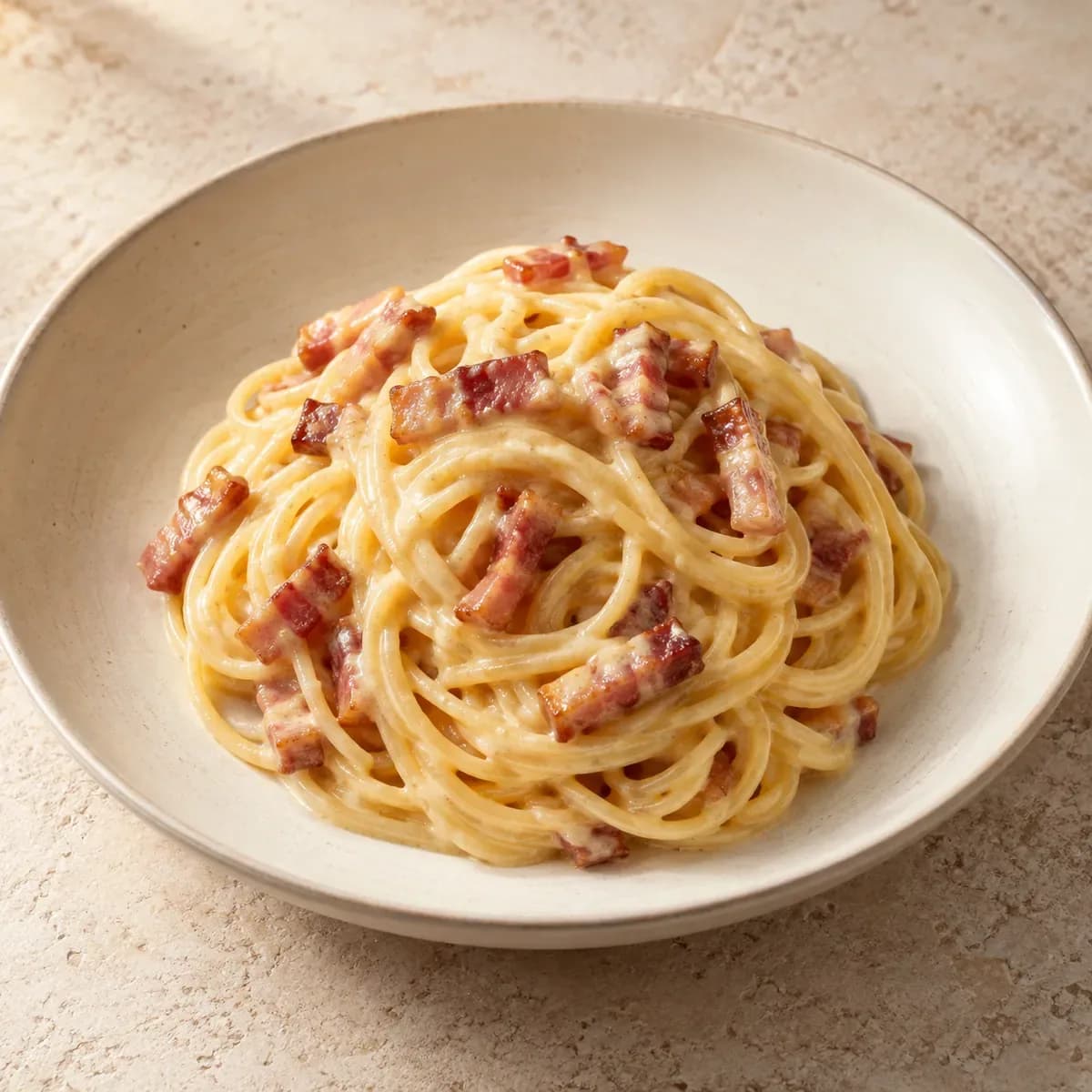 Spaghetti alla Carbonara – KI-generierte, illustrative Darstellung