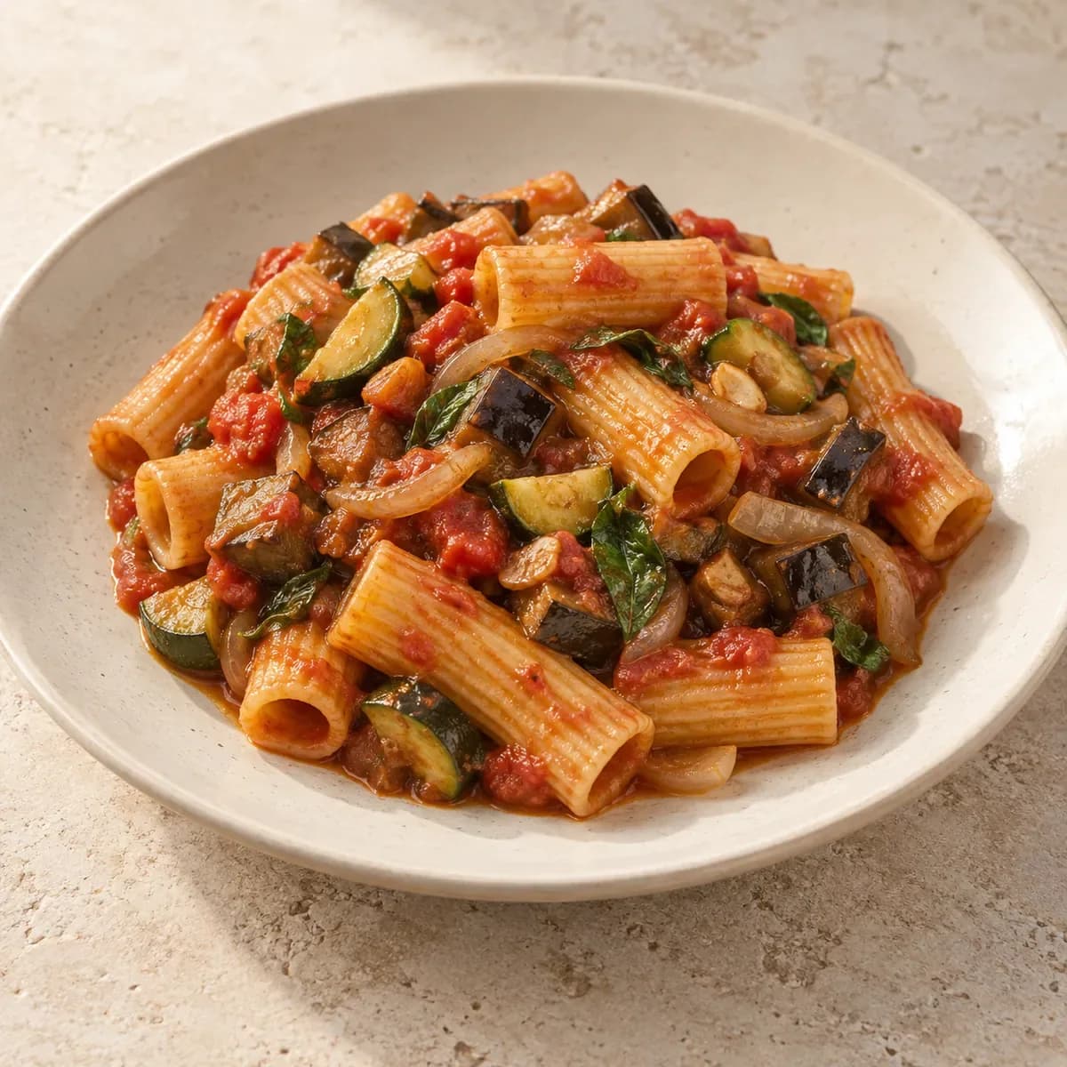 Rigatoni alla Boscaiola – KI-generierte, illustrative Darstellung