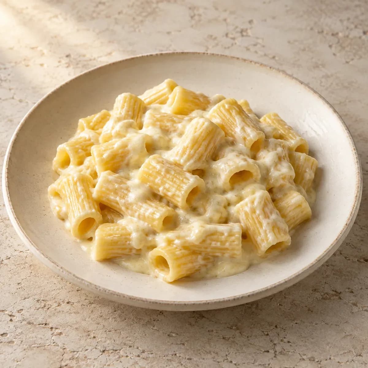 Rigatoni ai Quattro Formaggi – KI-generierte, illustrative Darstellung